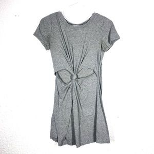 Audrey 3+1 Anthropologie Gray Cut Out Knotted Twist Shirt Dress S